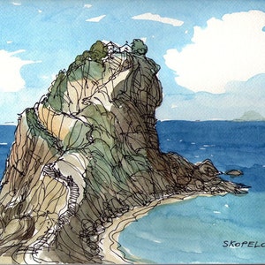 Skopelos Greece art print from an original watercolor painting