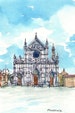 Florence Piazza Santa Croce Italy art print  from an original watercolor painting 