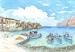 Mani Gerolimenas Port  Peloponnese Greece art print from an original watercolor painting 