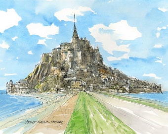 MONT SAINT-MICHEL  France art print from an original watercolor painting