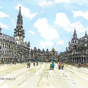 BRUSSEL BRUXELLE BELGIUM art print from an original watercolor painting