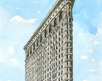 NEW YORK FLATIRON Building art print from an original watercolor painting