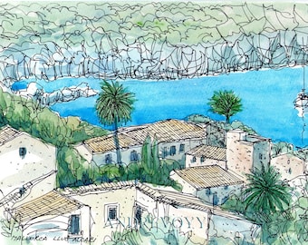 Majorca Lluc Alcari art print from original watercolor painting