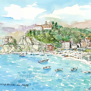 Monterosso al Mare  art print from an original watercolor painting