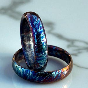 Sparking Titanium Heat Anodized Ring Wedding Band 8mm Titanium Ring Personalized Ring Anniversary Gift for Him Random Pattern Ring for Him