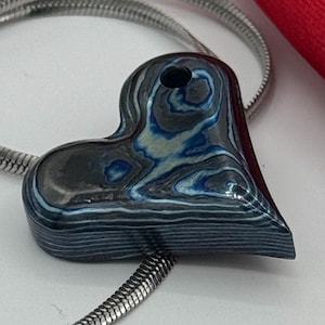 Lover&#39;s Pendant Titanium Damascus Pendant Handmade Colorful Zircoti Pandent Black Timascus Flower Pendant Gift for her Anniversary Gift