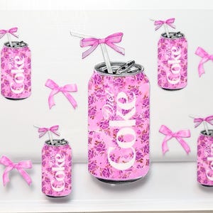 Diet Soda Pink Floral and Bows Drink UVDTF 16 Oz Cup Tumbler Wrap