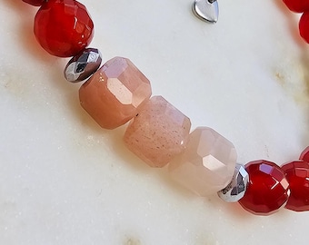 Carnelian Tiger’s Eye Bracelet, Sunshine Stone Jewelry, Confidence Energy Bracelet, 7 Inch Stainless Steel Adjustable Bracelet