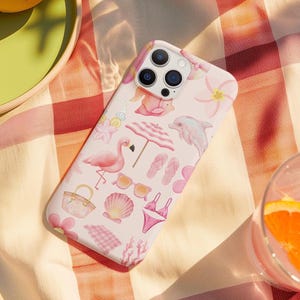 Pink Summer Vibes Phone Case  Cute Flamingo  Beachy Design  iPhone  Samsung