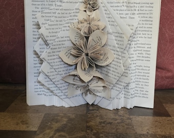Folded book flower art