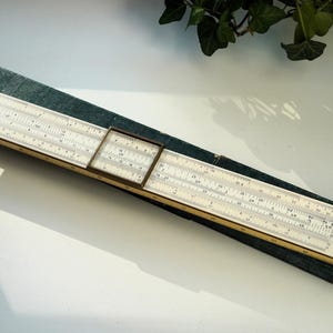 Vintage Slide Rule, Logarithmic Ruler with Original Case