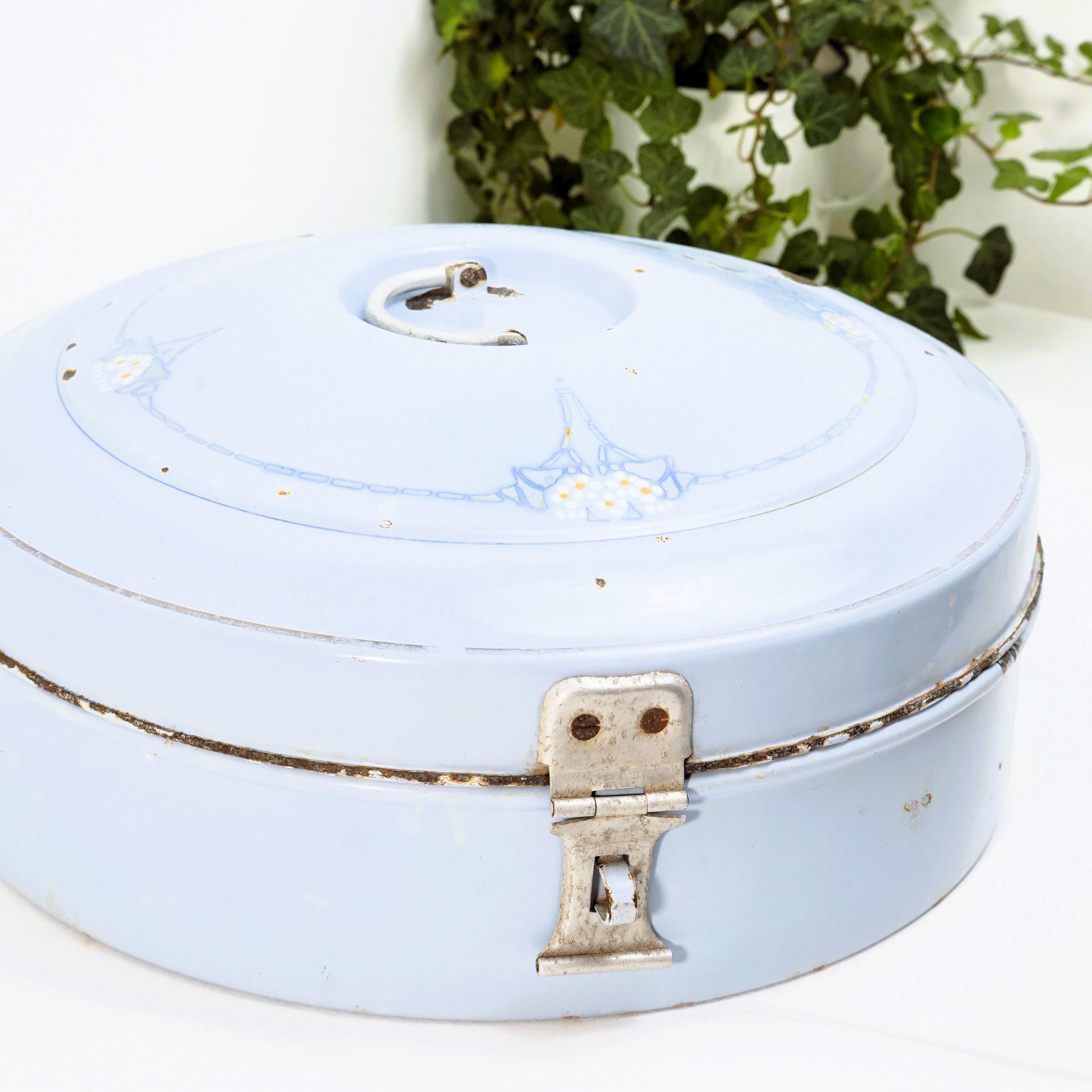 Round Enamel Bread Bin - Etsy