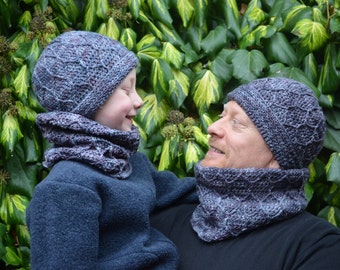 Crochet pattern : viking hat and cowl in different sizes (double pattern)