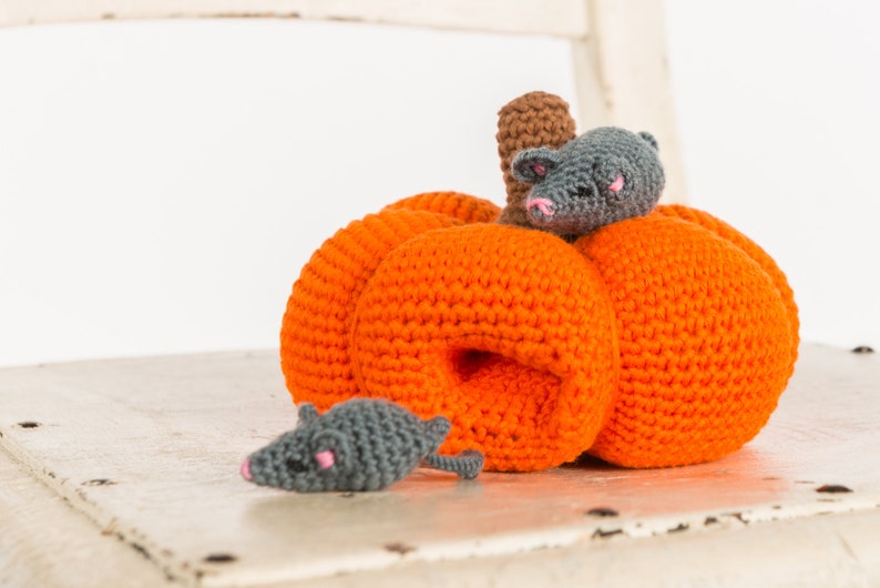 Crochet pattern : Mommy mouse and little mouse and their pumpkin house image 4