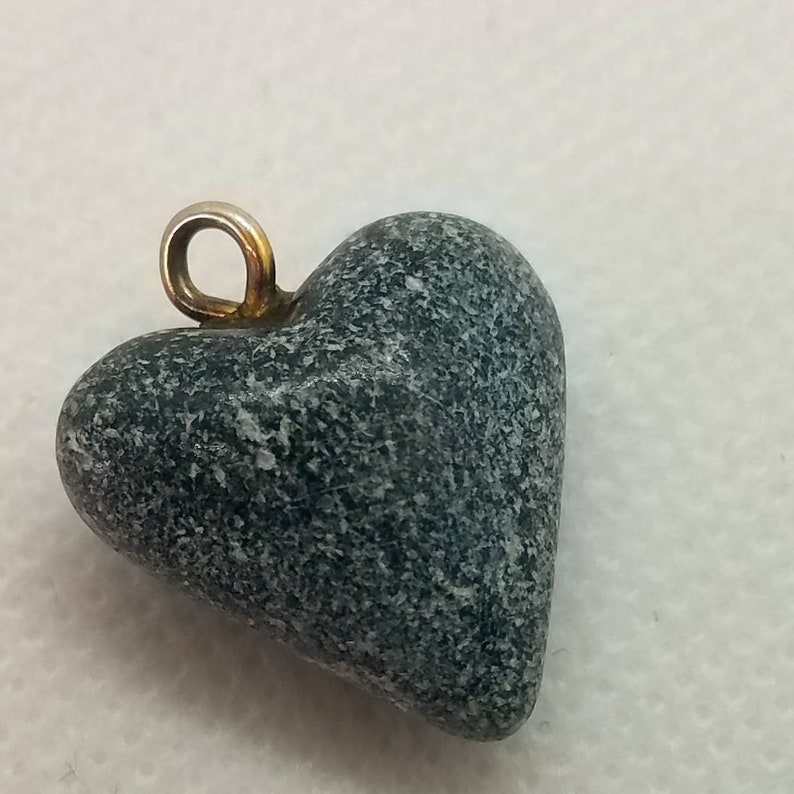 Vintage Natural Granite Stone Handcarved into a Heart pendant...it has traveled the world!