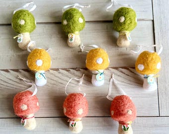 Handmade Felt Mushroom Ornament Decoration- Multiple Color Choices