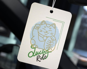 Auto-Lufterfrischer mit Katzenmotiv - Glücksfahrt, Geschenk für Tierliebhaber, Autodekor, Lufterfrischer, süßes Autozubehör