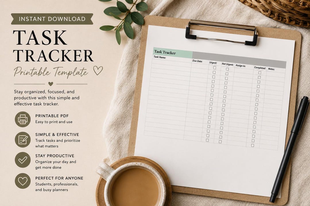 Task Tracker Printable Template - Etsy