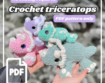 Crochet Triceratops Plushie Pattern | Quick No-Sew (PDF Pattern)
