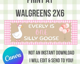 Custom Silly Goose Birthday Banner, Walgreens Print, 2x6 (Digital Design)