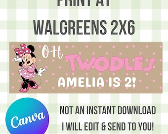Custom Banner Template, Walgreens , 2x6, Printable Banner, MINNIE MOUSE
