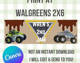 Modèle de bannière personnalisée, walgreens, 2 x 6, bannière imprimable, Monster Jam