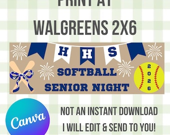 Custom Banner Template, Walgreens , 2x6, Printable Banner, Sports, Senior Night