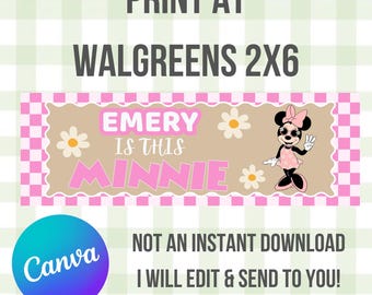 Custom Minnie Mouse Birthday Banner, Walgreens Print Design (Digital)