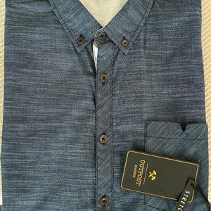 Outpost Makers Men's XL Blue Cotton Short Sleeve Button-Down Stretch Shirt