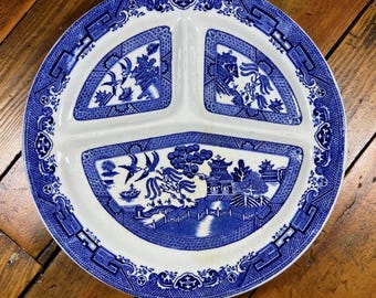Rowland & Marsellus Blue Willow Divided Grill Plate – Good Condition -