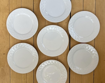 Oneida Picnic 7 5/8” Salad Plate White Embossed Basketweave Rim