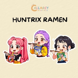 Kpop Demon Hunters Stickers | Huntrix Ramen l Waterproof Vinyl | Laptop, Kindle, Water Bottle Stickers, Planners, Notebook, Cellphone