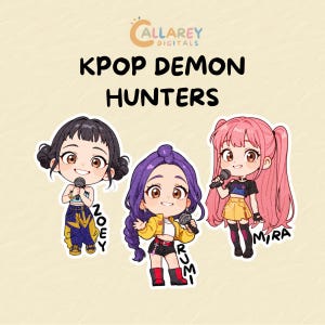 Kpop Demon Hunters Stickers | Huntrix l Waterproof Vinyl | Laptop, Kindle, Water Bottle Stickers, Planners, Notebook, Cellphone