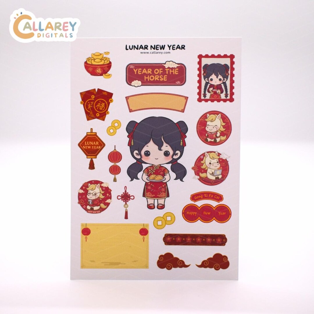 Year of the Horse Sticker Sheet, Lunar New Year Planner Journal ...