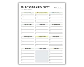Brain Dump Planner Printable | ADHD Focus Worksheet PDF | Daily Productivity Planner for Women
