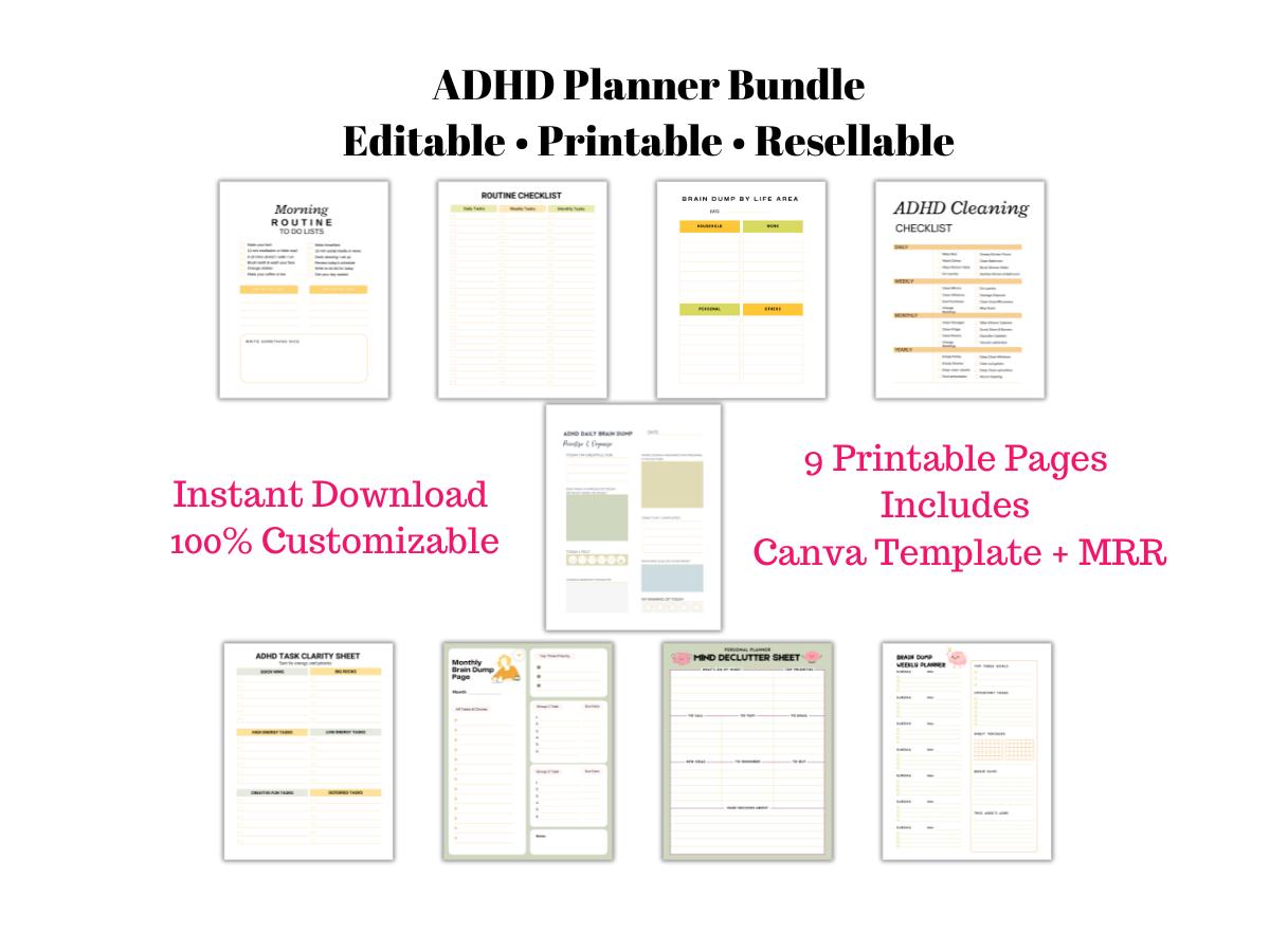 ADHD Brain Dump Planner | Printable Productivity Toolkit (PLR MRR) - Etsy