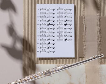 Tableau des doigtés pour flûte traversière - Niveau débutant à avancé - 2 pages en téléchargement numérique - Guide musical imprimable - Tableau des notes pour flûte traversière PDF PNG