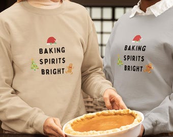 Baking Spirits Ljus Tröja | Julkaka Bakning Jul Crew Neck