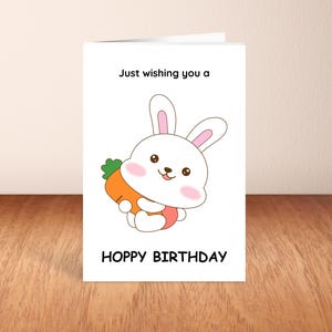 Hoppy Birthday Bunny Card | Cute Rabbit Pun Birthday Greeting| Instant Download