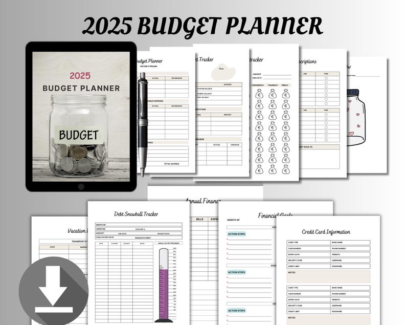 2025 Budget Planner Bundle | Printable Digital Budget Journal, L ...