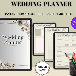 Canva Wedding Planner Template Bundle, Wedding Planner, Wedding Itinerary, Wedding Planning Book, Wedding Planning Checklist, Binder