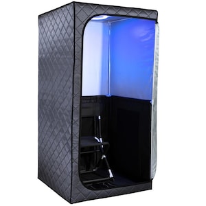 Durasage Portable Full Size Infrared Sauna for at Home|Ultra Low EMF Infrared Panels|LED Lighting, Heating Foot Pad&Portable Chair(1-Person)