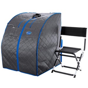 Sauna infrarroja portátil personal con sillón premium, temporizador de 30 minutos, iones negativos y almohadilla térmica para pies - Gris