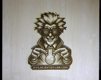 In Holz graviertes Logo oder Zeichen