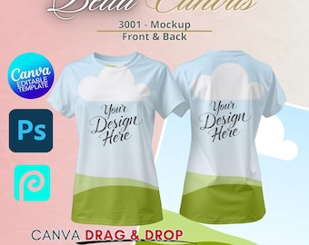 Bella Canvas 3001 T-Shirt Mockup – Canva & Photoshop-Vorlage (Digitaler Download)