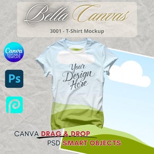 Shirt Mockup CANVA Bella Canvas 3001 Full Editable Shirt Color Template Canva T-shirt Custom Mockup 3001 Color Mockup Canva AOP T-shirt Mock