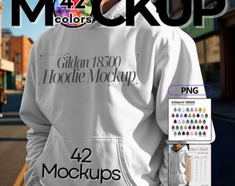 Gildan 18500 Hoodie Mockup Bundle, 42 Colors, No Drawstrings (Digital Download)