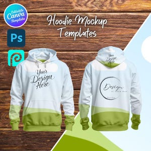 Gildan Drag and Drop Mockup for Canva + Photoshop PSD Template, Fully editable everything, front and back hooded mockup g185 full custom aop
