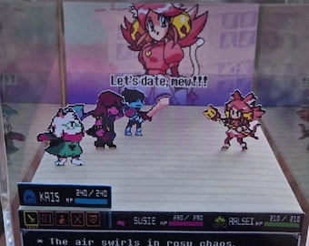 Deltarune Chapter 5: Pink?! Diorama | Video Game Pixel Art Decoration | Gift for Gamers | Fanmade Papercraft 3D Shadowbox Display
