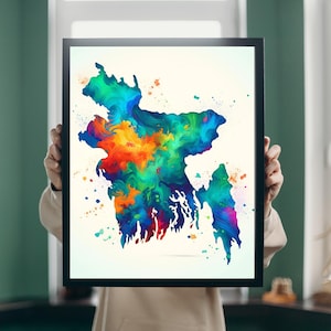 Bangladesh Wall Art, Bangladesh Map Art, Digital Art, Wall Art